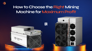 Infographic showing different types of crypto mining machines with profit comparison charts, helping users choose the most profitable option